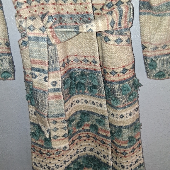 Anthropologie Textured Tassel Coat Tryb Hand Knitted Detailing 100% Cotton S - Picture 4 of 7